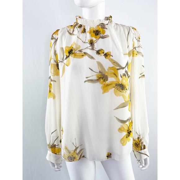 Wilfred Tops Wilfred Aritzia Size S White Long Sleeve Floral Blouse